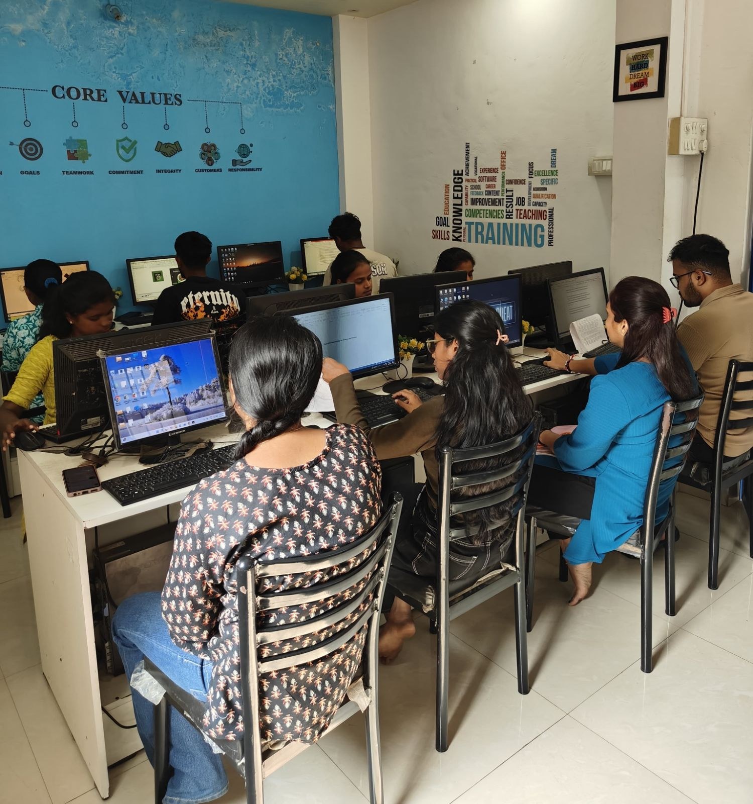 Students practising in the lab