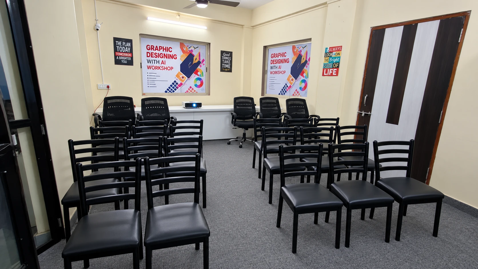 Workshop hall set up for Graphic Designing with AI